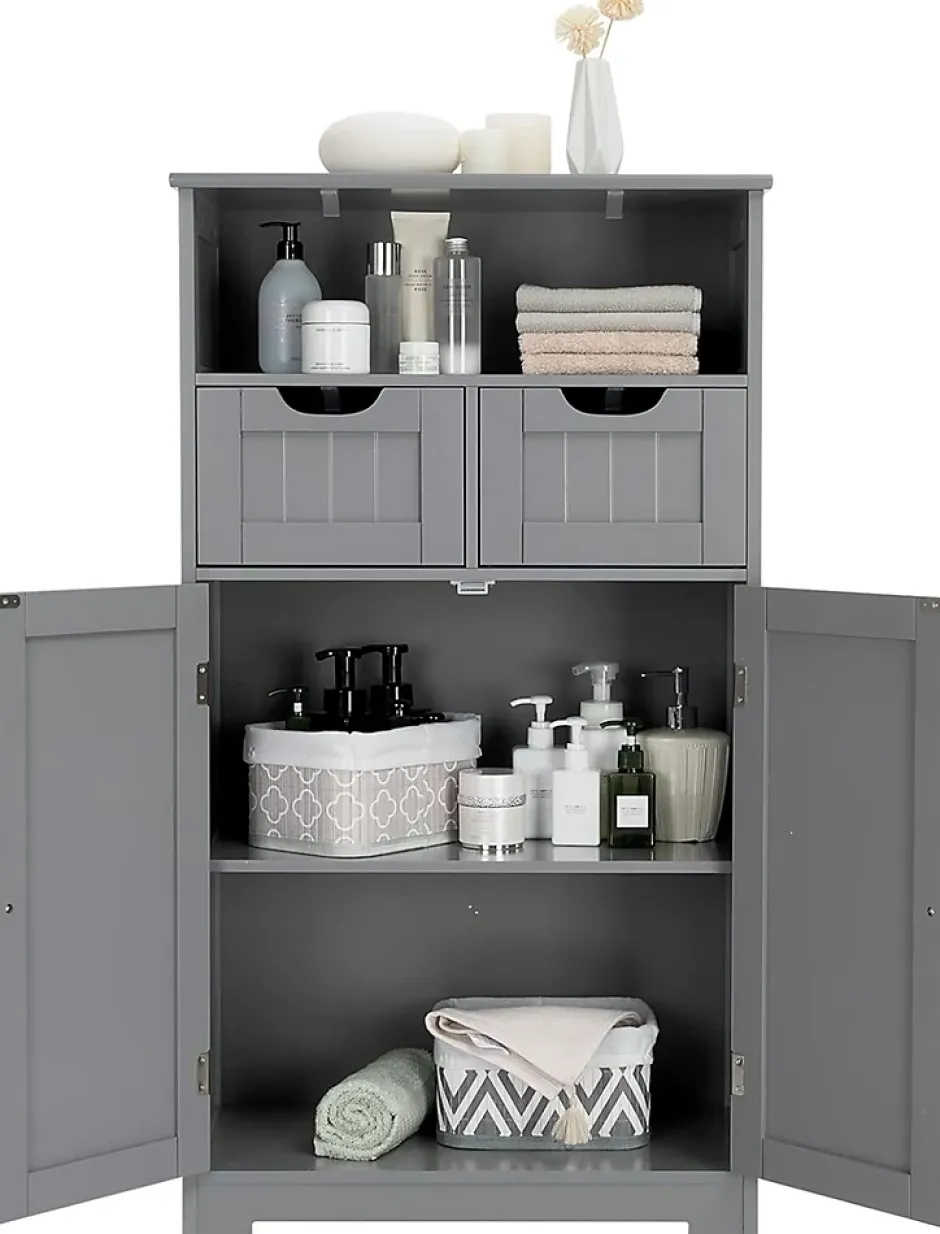 Giantex Armoire de Salle de Bain sur Pied avec Planche Mobile et 2 Tiroirs Reglables 60 X 30 X 109CM* Armoire De Salle De Bains|Meuble De Salle De Bains Faible Profondeur
