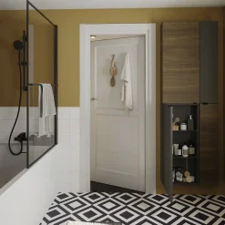 GoodHome Armoire de salle de bains noir mat l.40 x H.90 x P.36 cm, Imandra