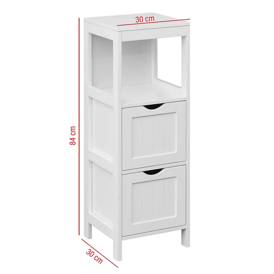 Mobili Rebecca Armoire de Salle de Bains en MDF Blanc avec 2 Tiroirs 1 étagère Rebecca Mobili* Meuble De Salle De Bains Faible Profondeur
