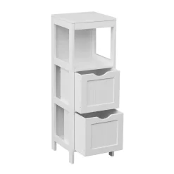 Mobili Rebecca Armoire de Salle de Bains en MDF Blanc avec 2 Tiroirs 1 étagère Rebecca Mobili* Meuble De Salle De Bains Faible Profondeur