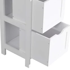 Mobili Rebecca Armoire de Salle de Bains en MDF Blanc avec 2 Tiroirs 1 étagère Rebecca Mobili* Meuble De Salle De Bains Faible Profondeur