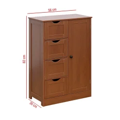 Mobili Rebecca Armoire de Salle de Bains 4 Tiroirs 1 Porte en MDF Marron Rebecca Mobili