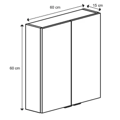 GoodHome Armoire de salle de bains faible profondeur gris brillant l.60 x H.60 x P.15 cm, Imandra* Meuble Wc|Armoire De Salle De Bains