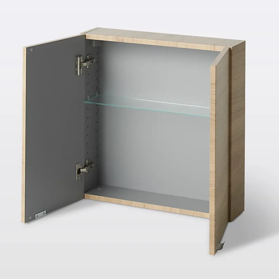 GoodHome Armoire de salle de bains faible profondeur effet chêne l.60 x H.60 x P.15 cm, Imandra