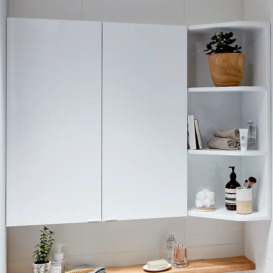 GoodHome Armoire de salle de bains faible profondeur blanc brillant l.40 x H.90 x P.15 cm, Imandra