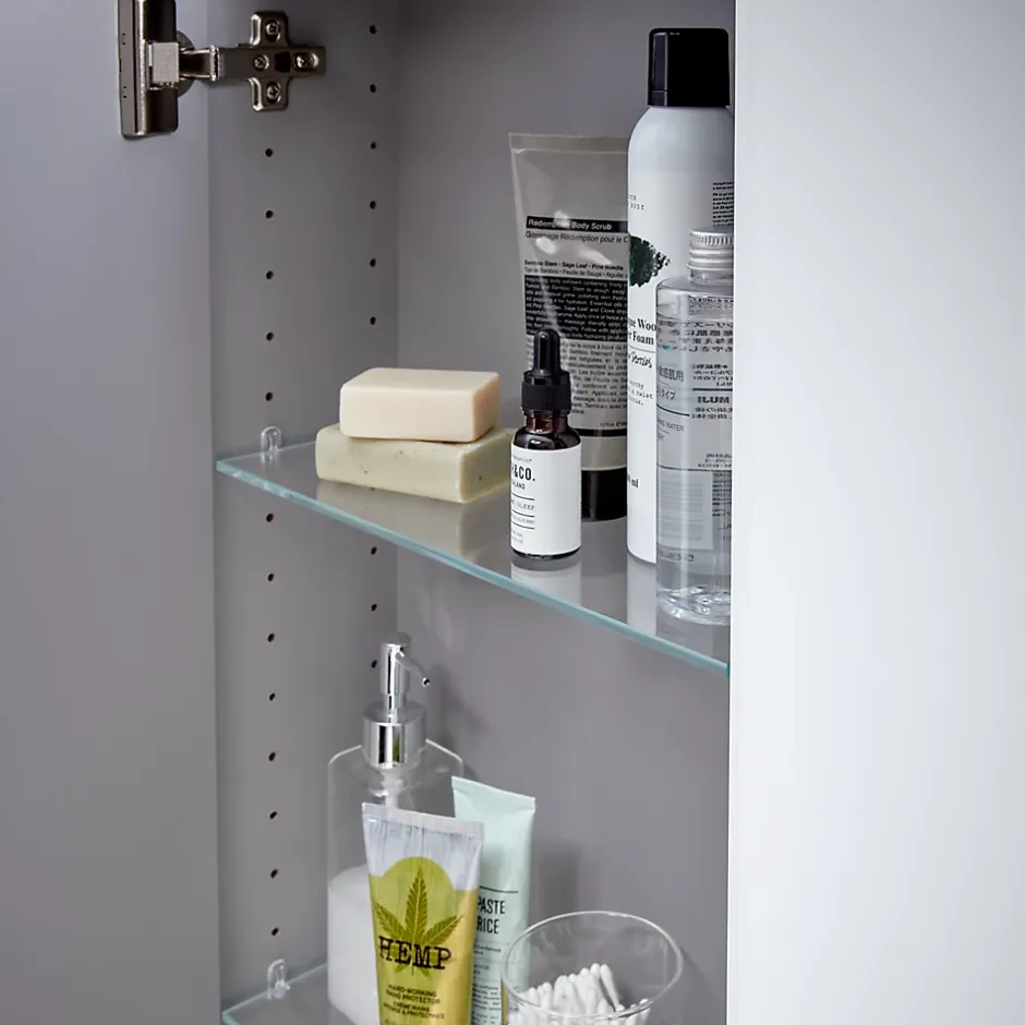 GoodHome Armoire de salle de bains faible profondeur blanc brillant l.40 x H.90 x P.15 cm, Imandra