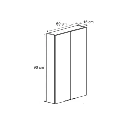 GoodHome Armoire de salle de bains faible profondeur noir mat l.60 x H.90 x P.15 cm, Imandra* Meuble Wc|Armoire De Salle De Bains
