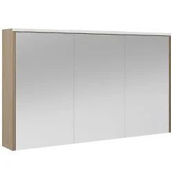 Decotec Armoire de salle de bains lumineuse LED avec miroir effet bois l.120 x H.70 x P.18 cm, Havana