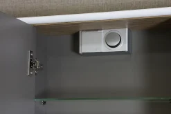 Decotec Armoire de salle de bains lumineuse LED avec miroir effet bois l.120 x H.70 x P.18 cm, Havana