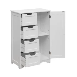Mobili Rebecca Armoire de Salle de Bains 4 Tiroirs 1 Porte en MDF Blanc Rebecca Mobili* Armoire De Salle De Bains|Meuble De Salle De Bains Faible Profondeur
