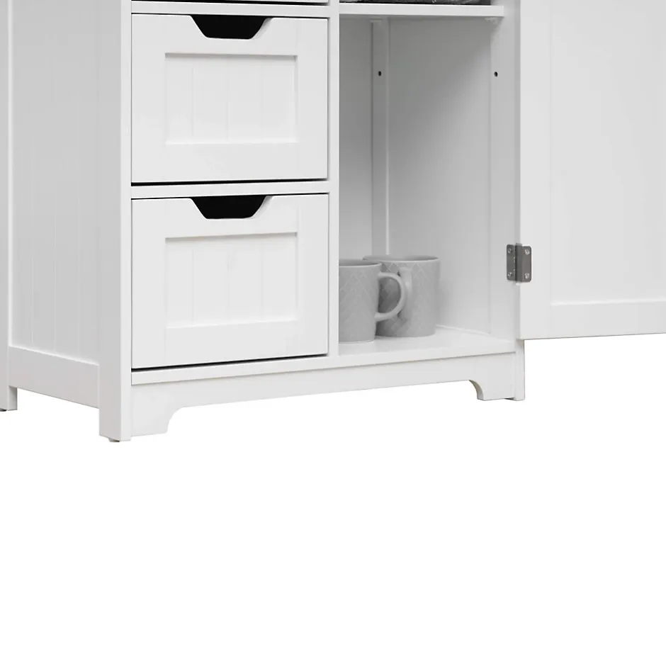 Mobili Rebecca Armoire de Salle de Bains 4 Tiroirs 1 Porte en MDF Blanc Rebecca Mobili* Armoire De Salle De Bains|Meuble De Salle De Bains Faible Profondeur