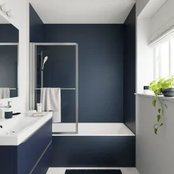 GoodHome Armoire de salle de bains faible profondeur bleu nuit mat l.40 x H.90 x P.15 cm, Imandra* Meuble Wc|Colonne De Salle De Bains