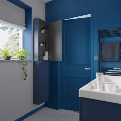 GoodHome Armoire de salle de bains faible profondeur bleu nuit mat l.40 x H.90 x P.15 cm, Imandra* Meuble Wc|Colonne De Salle De Bains