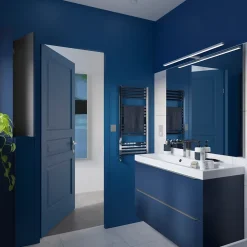 GoodHome Armoire de salle de bains faible profondeur bleu nuit mat l.40 x H.90 x P.15 cm, Imandra* Meuble Wc|Colonne De Salle De Bains