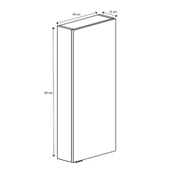 GoodHome Armoire de salle de bains faible profondeur effet chêne l.40 x H.90 x P.15 cm, Imandra* Meuble Wc|Colonne De Salle De Bains