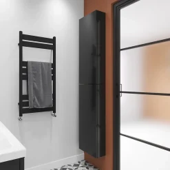 GoodHome Armoire de salle de bains faible profondeur noir mat l.40 x H.90 x P.15 cm, Imandra* Meuble Wc|Colonne De Salle De Bains