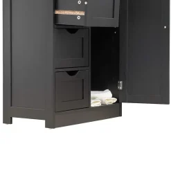 Mobili Rebecca Armoire de Salle de Bains 4 Tiroirs 1 Porte en MDF Noir Rebecca Mobili* Meuble De Salle De Bains Faible Profondeur