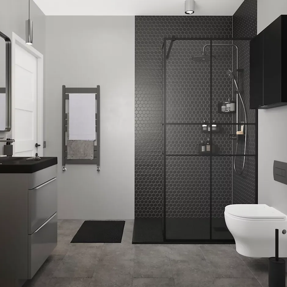 GoodHome Armoire de salle de bains faible profondeur noir mat l.60 x H.60 x P.15 cm, Imandra