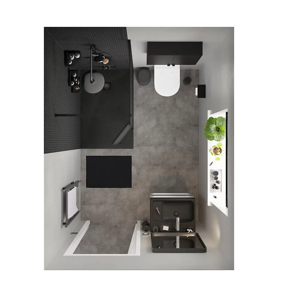 GoodHome Armoire de salle de bains faible profondeur noir mat l.60 x H.60 x P.15 cm, Imandra