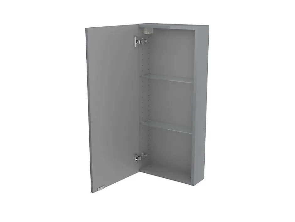 GoodHome Armoire de salle de bains faible profondeur gris brillant l.40 x H.90 x P.15 cm, Imandra
