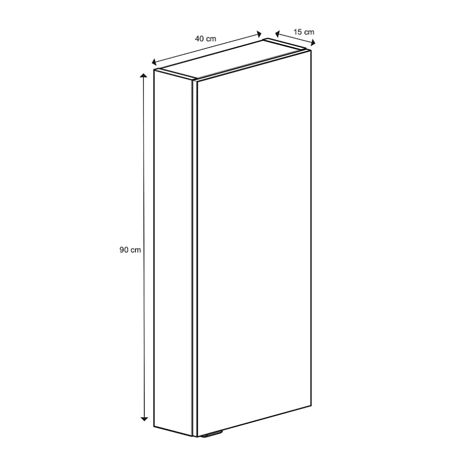 GoodHome Armoire de salle de bains faible profondeur gris brillant l.40 x H.90 x P.15 cm, Imandra