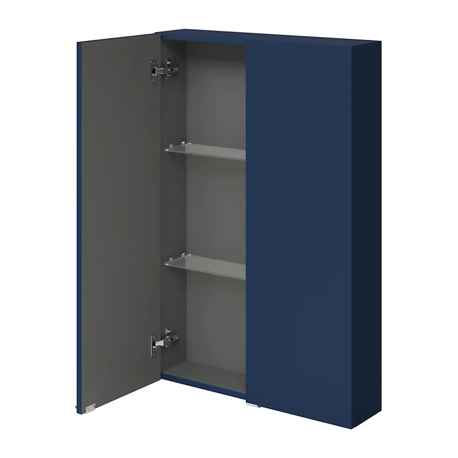GoodHome Armoire de salle de bains faible profondeur bleu nuit mat l.60 x H.90 x P.15 cm, Imandra