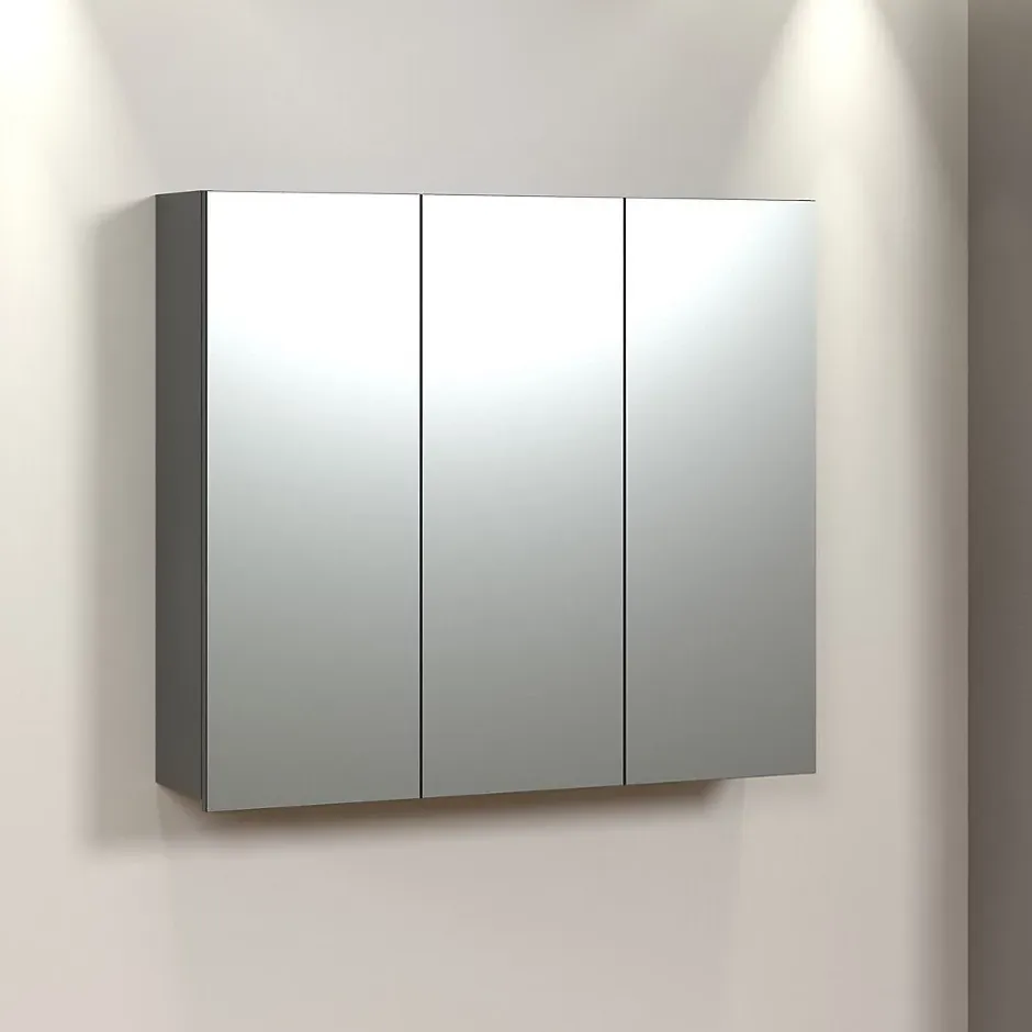 Calicosy Armoire de toilette 3 portes miroir L90 cm - PUREBLISS* Etagère Salle De Bains