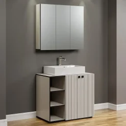 Calicosy Armoire de toilette 3 portes miroir L90 cm - PUREBLISS* Etagère Salle De Bains
