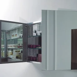 Bernstein Armoire de toilette aluminium 2 portes- miroir à l'intérieur et à l'extérieur - 100x66x12cm* Armoire De Toilette