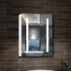 AICA Sanitaire Armoire de toilette avec Miroir LED Anti-Buée, Éclairage 3 Couleurs et Prise Rasoir, Blanc, 50x70 cm,