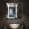 AICA Sanitaire Armoire de toilette avec Miroir LED et Étagère Latérale, Anti-Buée, Éclairage 3 Couleurs + Prise, Anthracite 70x70 cm