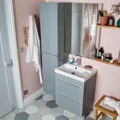 GoodHome Armoire de toilette avec miroir l.60 x H.90 x P.15 cm, Imandra