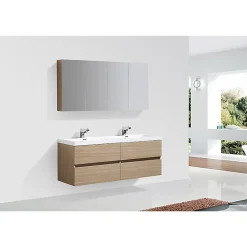 Stano Armoire de toilette bloc-miroir SIENA largeur 144 cm chêne clair texture