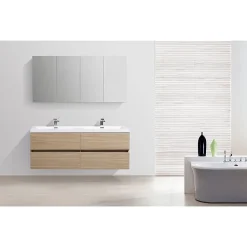 Stano Armoire de toilette bloc-miroir SIENA largeur 144 cm chêne clair texture