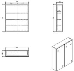 Stano Armoire de toilette bloc-miroir SIENA largeur 60 cm noyer