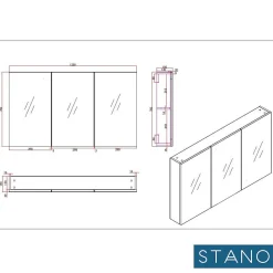Stano Armoire de toilette bloc-miroir FORTINA largeur 120 cm chêne clair