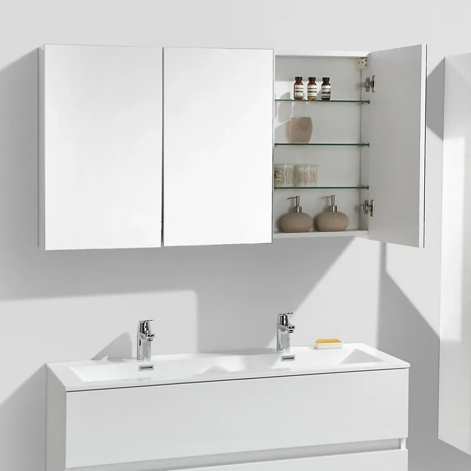Stano Armoire de toilette bloc-miroir SIENA largeur 120 cm blanc laque