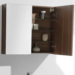 Stano Armoire de toilette bloc-miroir SIENA largeur 80 cm noyer* Armoire De Toilette|Meuble De Salle De Bains Faible Profondeur