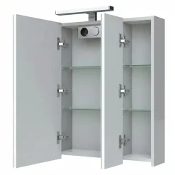 Planète Bain Armoire de toilette éclairante 3 portes 80 cm blanche Juno 2* Armoire De Toilette