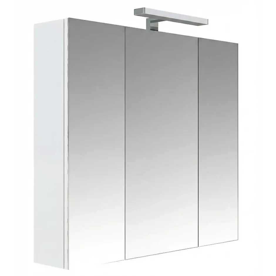 Planète Bain Armoire de toilette éclairante 3 portes 60 cm blanche Juno 2