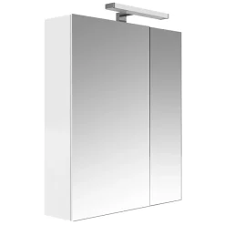 Planète Bain Armoire de toilette éclairante 2 portes 60 cm blanche Juno 2