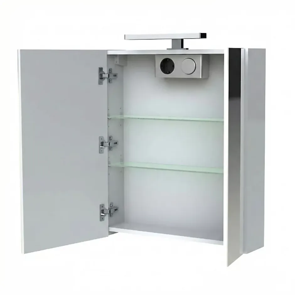 Planète Bain Armoire de toilette éclairante 2 portes 60 cm blanche Juno 2