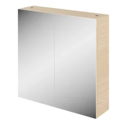Armoire de toilette effet chêne et 2 portes miroir l.55 x H.54 xP.14,6 cm, Opah* Armoire De Toilette