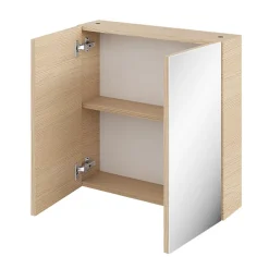 Armoire de toilette effet chêne et 2 portes miroir l.55 x H.54 xP.14,6 cm, Opah* Armoire De Toilette
