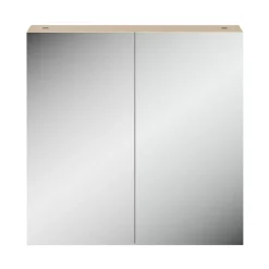 Armoire de toilette effet chêne et 2 portes miroir l.55 x H.54 xP.14,6 cm, Opah* Armoire De Toilette