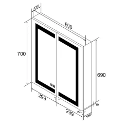 Sirhona Armoire de toilette en Acier Inoxydable Miroir double 60x70 cm Interrupteur tactile LED + Prise rasoir + Grand rangement