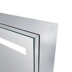 Sirhona Armoire de toilette en Acier Inoxydable Miroir double 90x65 cm Interrupteur tactile LED + Prise rasoir + Grand rangement* Armoire De Toilette