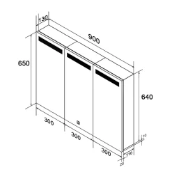 Sirhona Armoire de toilette en Acier Inoxydable Miroir double 90x65 cm Interrupteur tactile LED + Prise rasoir + Grand rangement* Armoire De Toilette