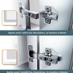 Sirhona Armoire de toilette en aluminium LED 650 x 650 x 130mm Meuble de rangement pour salle de bain Smart Interrupteurs tactiles