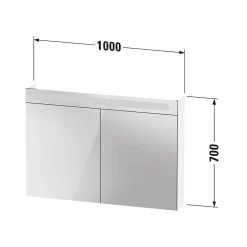 Duravit Armoire de toilette en aluminium 2 portes miroir avec éclairage LED pour salle de bain et toilette - 70x100x15cm - DURAPOINT